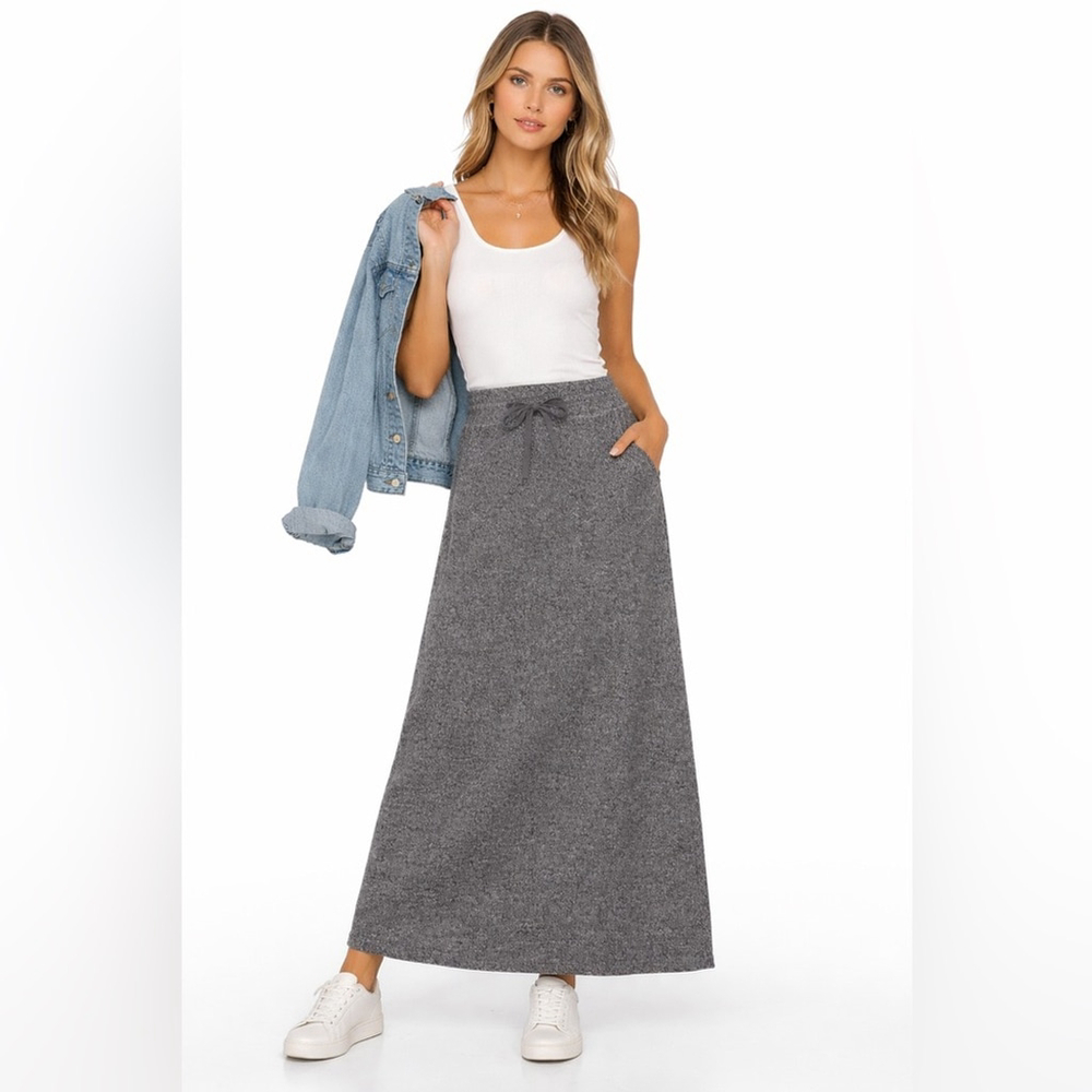 Roots Salt & Pepper Knit Maxi Skirt XS Cotton Blend